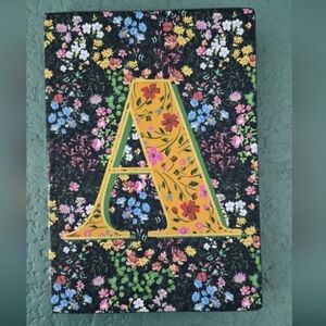 Anthropologie Monogram A Floral Hardcover Journal Lined Notebook